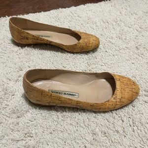 Manolo Blahnik Cork Print Ballet Flats